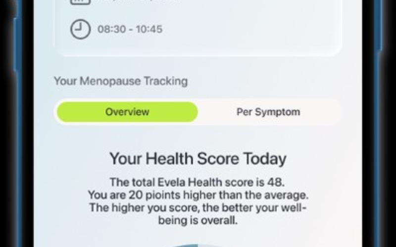 Blick auf die App auf dem Smartphone der Evela Health