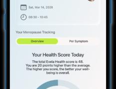 Blick auf die App auf dem Smartphone der Evela Health